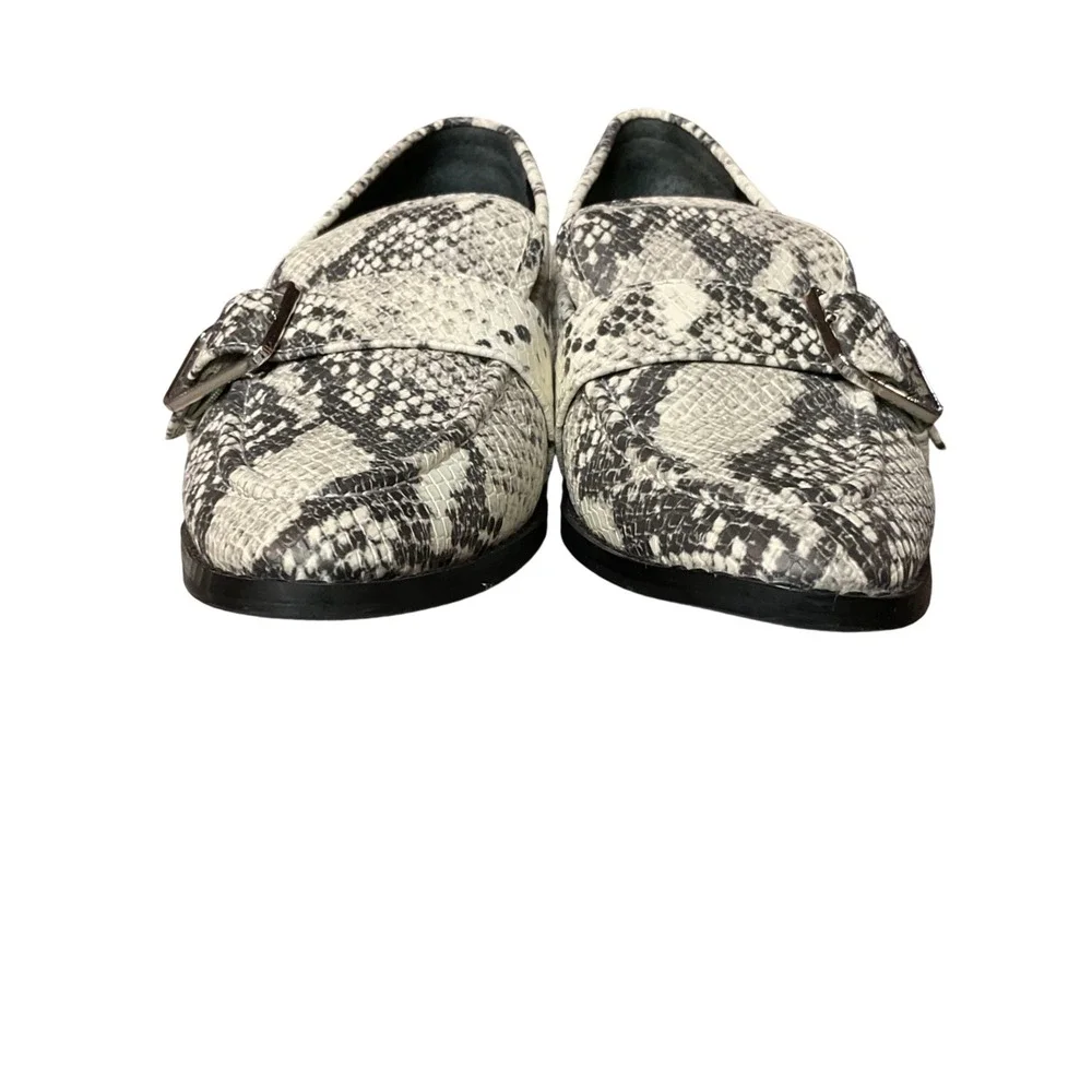 Bleeker & Bond‎ Women's Snakeskin Print Buckle Strap Slip On Flat Loafers Size 8